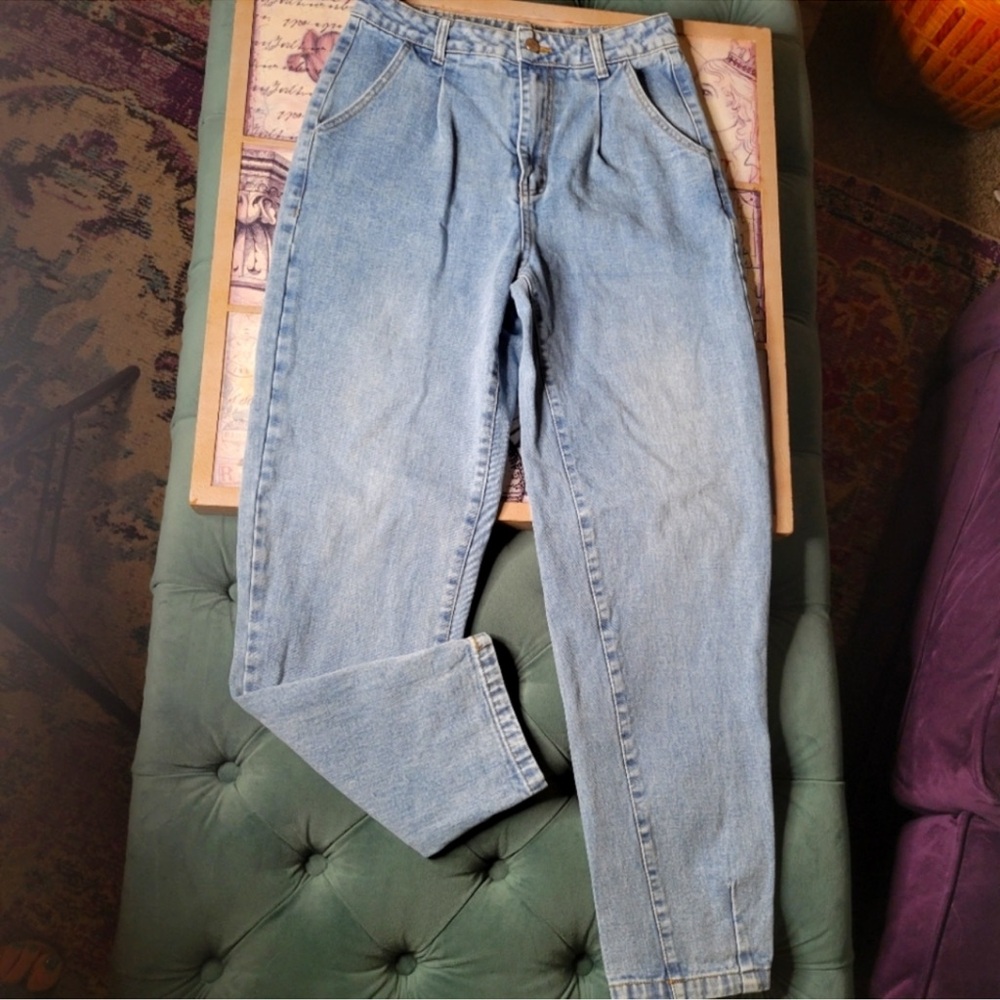 Shein light wash high rise mom jeans